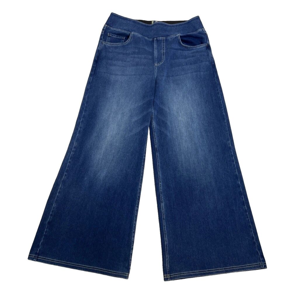 Halara Women’s L Wide Leg High Rise Pull On Elastic Waistband Denim Jeans/Pants